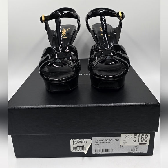 YSL Tribute Platform Sandals Vitello Vernice Soft - 38 - Picture 2 of 16